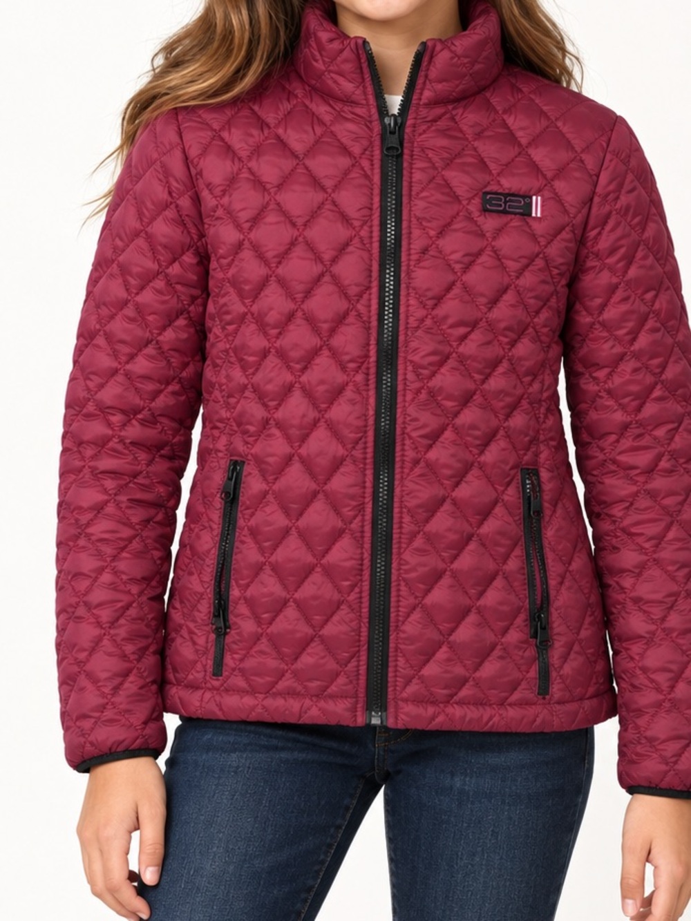 32 Degrees Weatherproof Girls M 10/12 Plum Packable Down Quilted Jacket